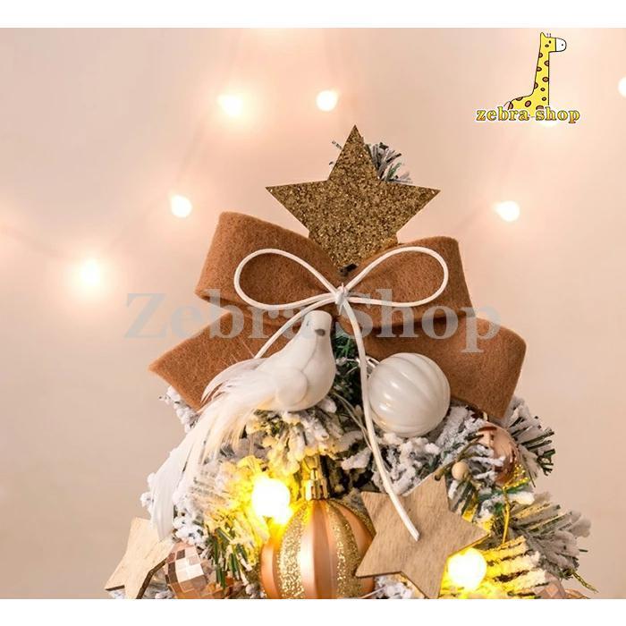 クリスマスツリー 卓上 45cm クリスマスツリー 北欧風 ミニクリスマスツリー LEDライト付き LEDイルミネーション リボン キラキラ オーナメント 卓上ツリー｜zebra-shop｜06