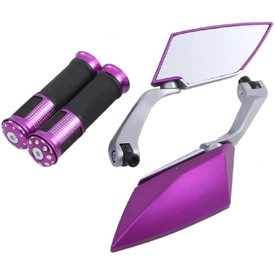 バイク カスタム ミラー 左右 スペシャル セット グリップ バックミラー 原付 スクーター 社外品 パープル 最大79 Offクーポン