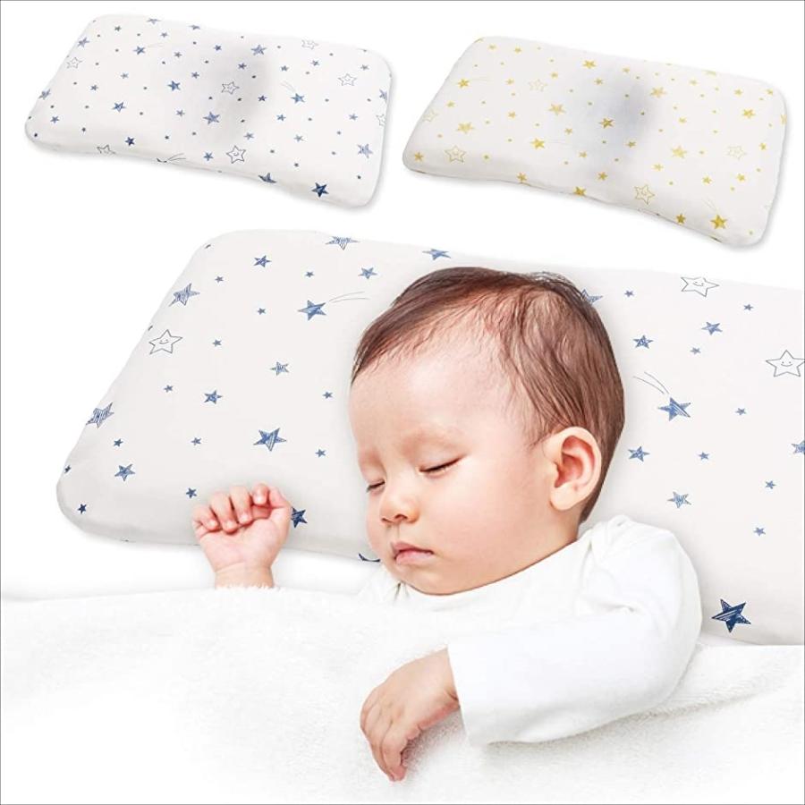 ショッピング ベビー枕 向き癖 絶壁 防止 綿100% 低反発 通気性 枕カバー2種類セット 安心と信頼