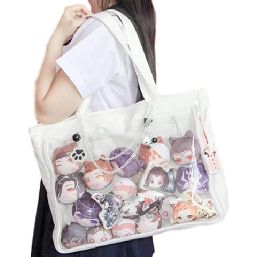 痛バッグ トートバッグ 見せバッグ 透明 ビニール おたく バック かばん デイバック 痛いバッグ 缶バッジ おしゃれ 大容量 レッド 2bs94rtk ゼブランドショップ 通販 Yahoo ショッピング