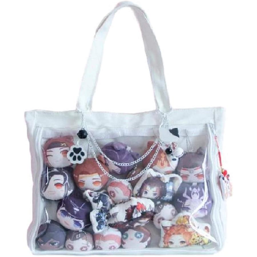 痛バッグ トートバッグ 見せバッグ 透明 ビニール おたく バック かばん デイバック 痛いバッグ 缶バッジ おしゃれ 通学 ホワイト 2bs9lu ゼブランドショップ 通販 Yahoo ショッピング