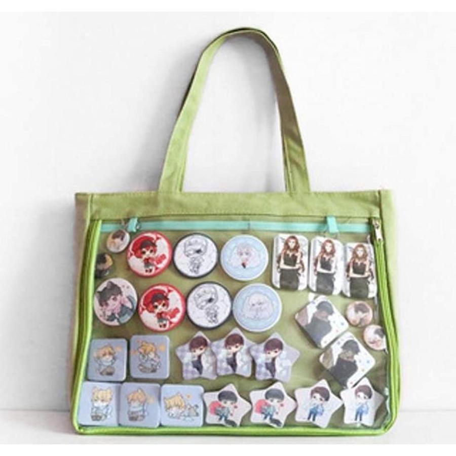 痛バッグ トートバッグ 見せバッグ 透明 ビニール おたく バック かばん デイバック 痛いバッグ 缶バッジ おしゃれ ライトグリーン 2bsu8vu5 ゼブランドショップ 通販 Yahoo ショッピング