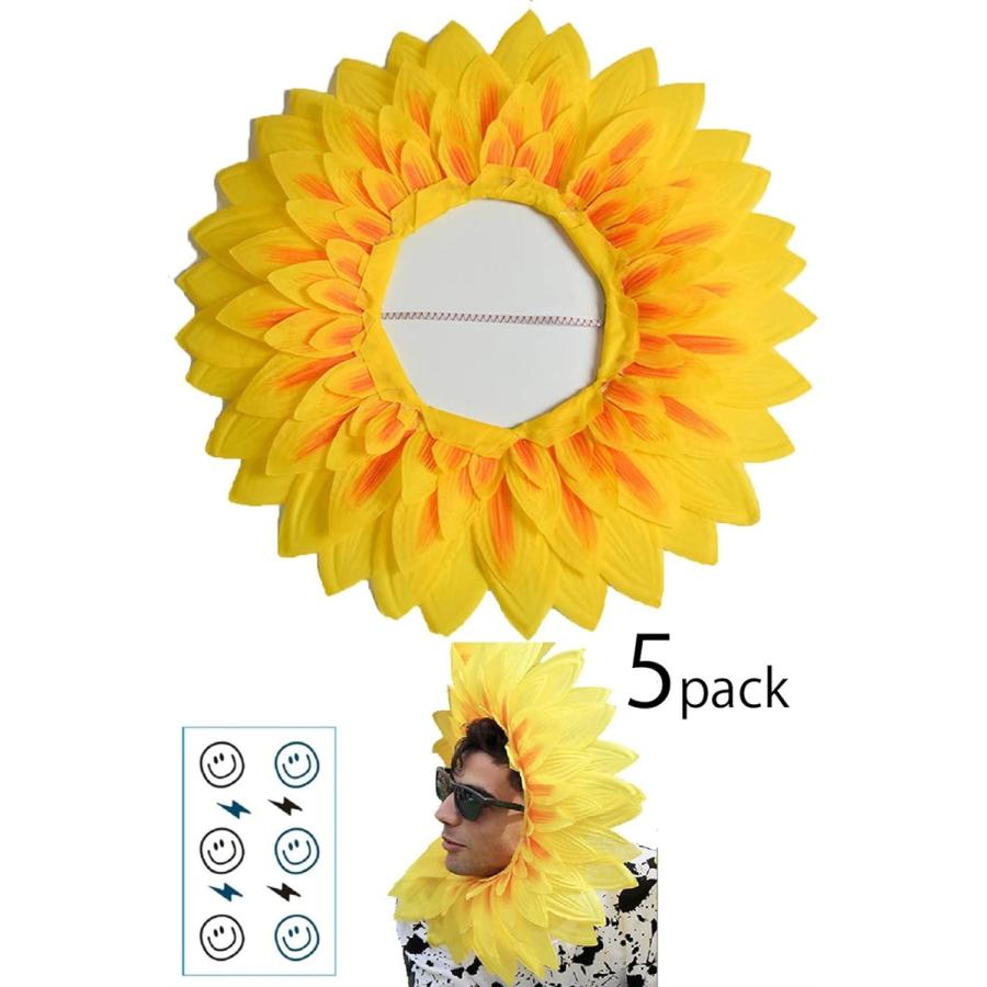 その他のコスプレ衣装 フラワーb ブルーグレイ ひまわり 被り物 おもしろ グッズ イベント 余興 宴会 かぶりもの 仮装 70 58 42cm タトゥー付 大 70cm 5個セット Qewshwybq3 Www Boulevardrestaurants Com