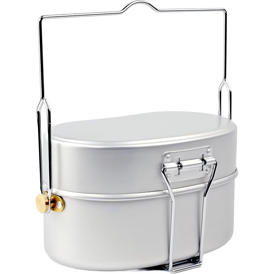 戦闘飯盒2型 再生産版 自衛隊山岳飯盒弐型 2合炊き 飯ごう キャンプ 水蒸気炊飯 金型刻印ロゴ入り(シルバー,  ラージ) の商品画像