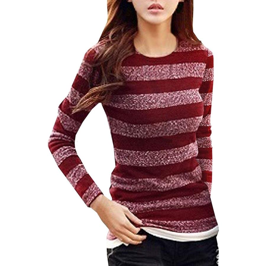 ボーダー 長袖 Tシャツ カットソー 丸襟 レディース ボーダーシャツ ロング ボーダーtシャツ 部屋着 室内着 きれいめ レッド 2xl 2b8oqsd2c6 ゼブランドショップ 通販 Yahoo ショッピング