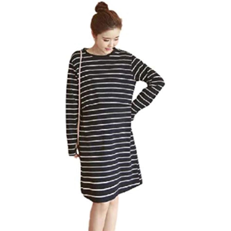 芸能人愛用 授乳口付き 前開き 授乳服 ボアソルチ ボーダー M ウエア ネイビー マタニティ 長袖 ワンピース ワンピース Www Cognitiva La