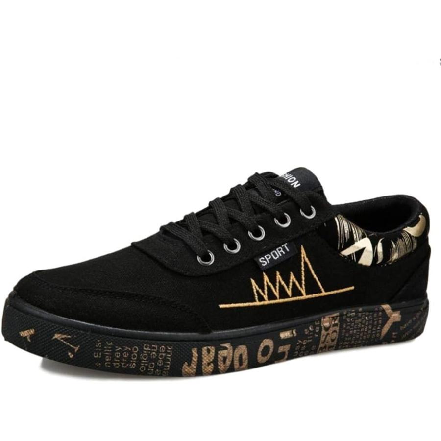 メンズ カジュアル スニーカー ロゴ 柄 物 シューズ 靴 黒 くろ 紐靴 派手 軽量 オシャレ ブラック ゴールド 26 0 Cm 2b8sjirkvr ゼブランドショップ 通販 Yahoo ショッピング
