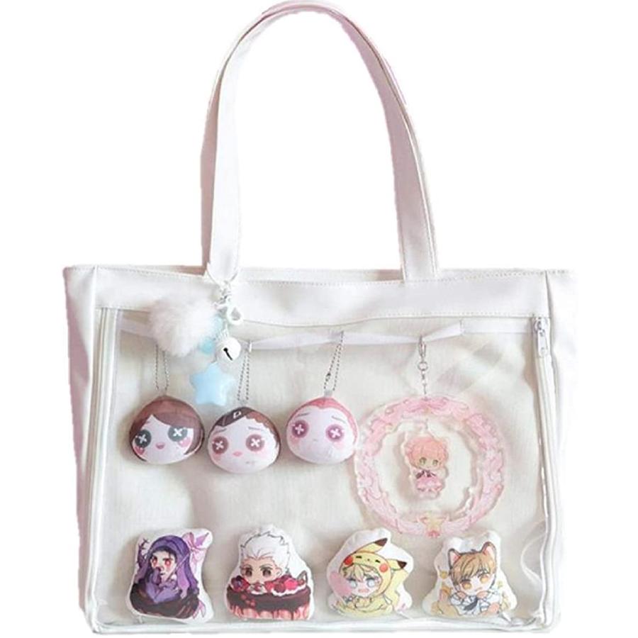 痛バッグ トートバッグ フェイクレザー 2way 見せバッグ 透明 ビニール おたく バック かばん デイバック ホワイト 2b8xw510hh ゼブランドショップ 通販 Yahoo ショッピング