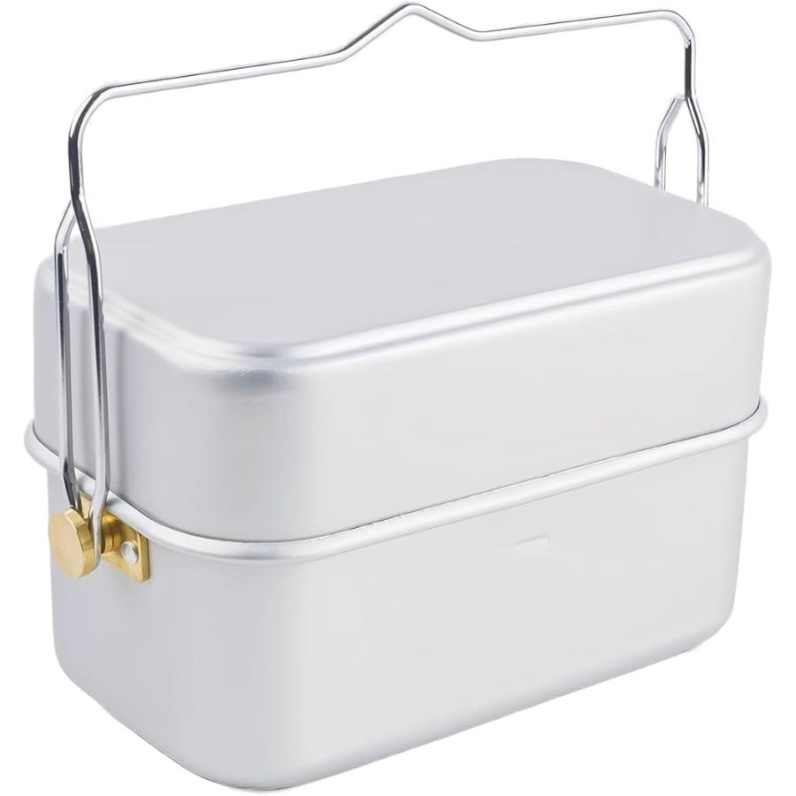 雷鳥飯盒 セカンドロット アウトドアクッカー メスキット 鍋 キャンプポット 水蒸気炊飯2合(シルバー) の商品画像