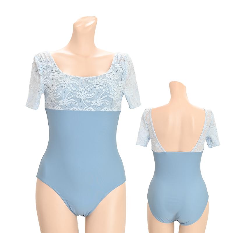 バレエ 大人 レオタード ナイロン 柄 レース 半袖 大人レオタード 胸