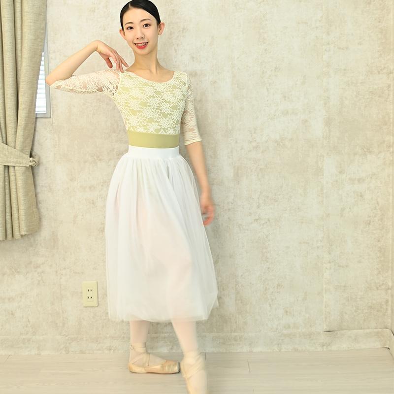 バレエ 大人 レオタード ナイロン 七分袖 レース素材 花柄 胸