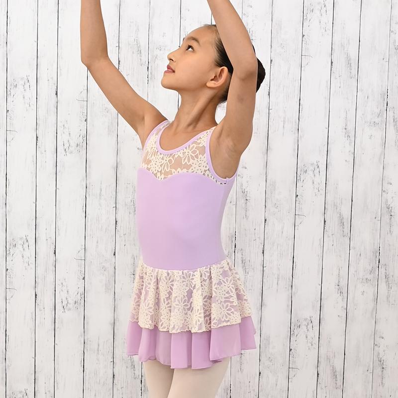 子供バレエレオタード キッズ 人気 スカート付き レオタード レース