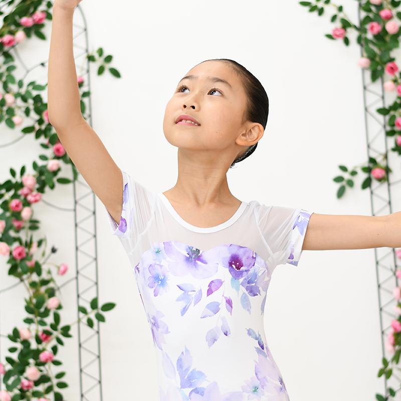 バレエ 子供 レオタード キッズ ナイロン 半袖 バレエレオタード