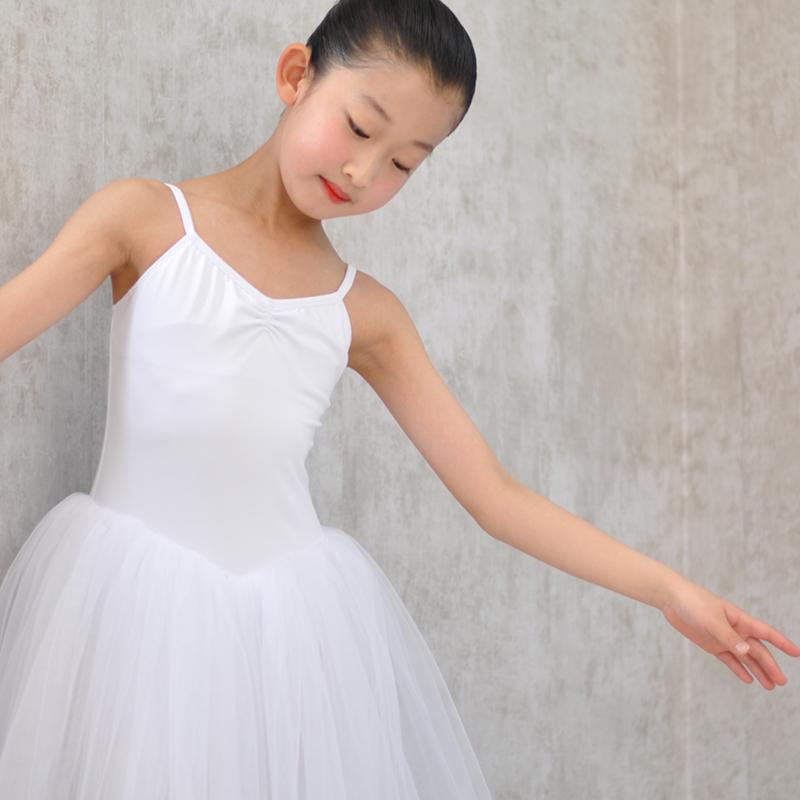 子供バレエレオタード キッズ 白子供用 アジャスター付き 胸パッド