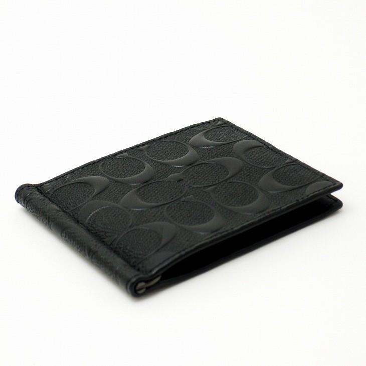 #コーチ COACH 本革 マネークリップ 型押し シグネチャー ブラック COACH 【並行輸入品】コーチ メンズ 二つ折り財布 カードケース