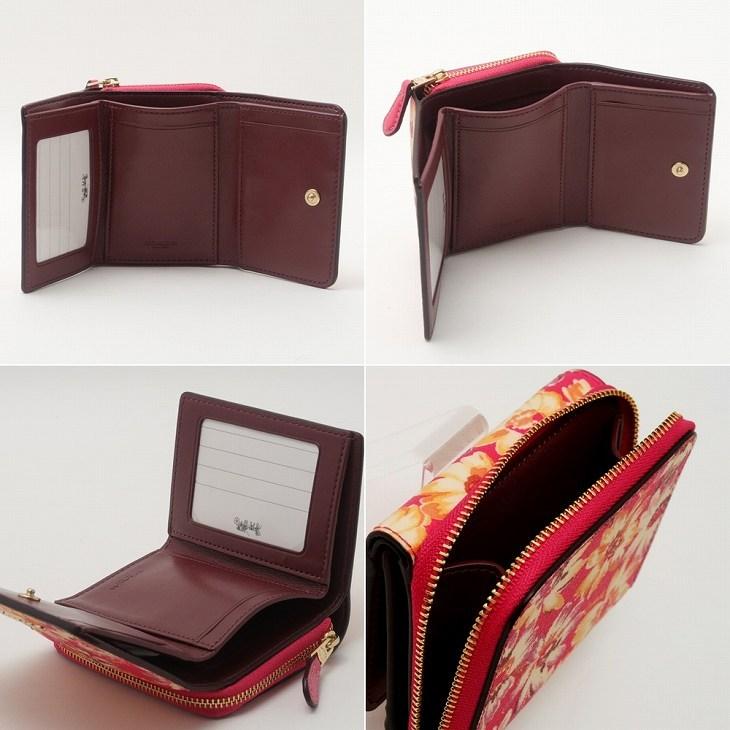 【並行輸入品】コーチ COACH 財布 レディース 三つ折り財布 レザー フローラル 花柄 ピンク 3509IMPMC アウトレットの画像