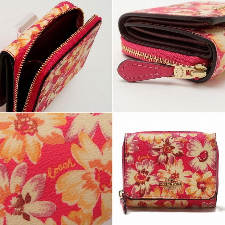 【並行輸入品】コーチ COACH 財布 レディース 三つ折り財布 レザー フローラル 花柄 ピンク 3509IMPMC アウトレットの画像