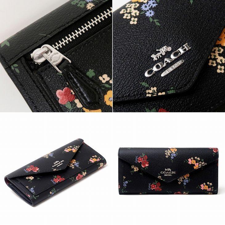 COACH コーチ 財布 レディース 長財布 花柄 ブラック 黒 COACH コーチ 財布 レディース 長財布 花柄 ブラック 黒