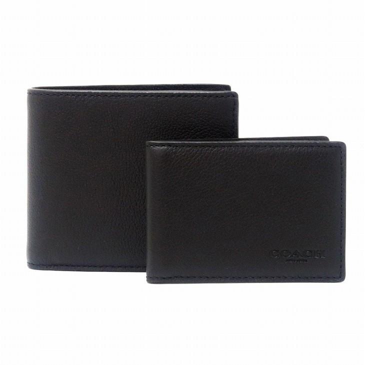 COACH コーチ 財布 メンズ 二つ折り財布 カードケース ブラック