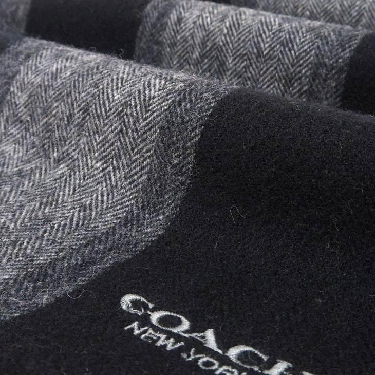 COACH コーチ マフラー メンズ ストール カシミヤ混 ブラック黒 COACH コーチ マフラー メンズ ストール カシミヤ混 ブラック黒