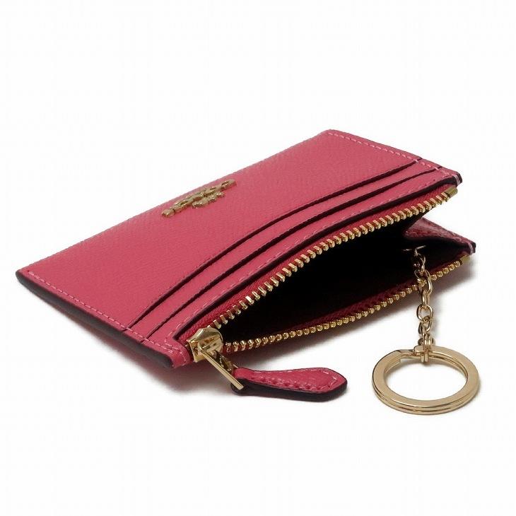 【正規品直輸入】COACH コインケース 小銭入れ 財布 ピンク レザー カード入れ パスケース