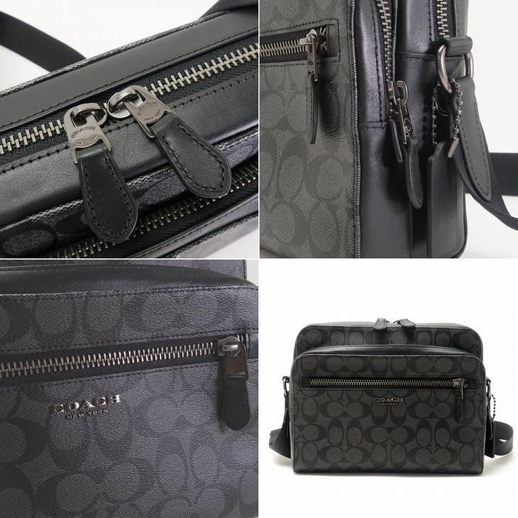 COACH 黒 メンズ レザー ショルダーバッグ coach ブラックショルダーバッグレザー