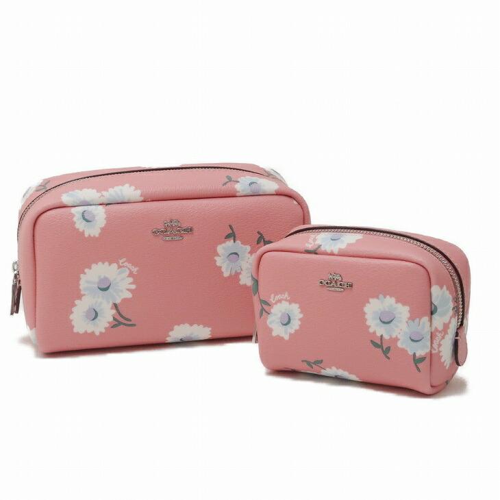 花柄ピンクポーチセット COACH（コーチ） 【並行輸入品】 訳あり ポーチ コスメポーチ 限定