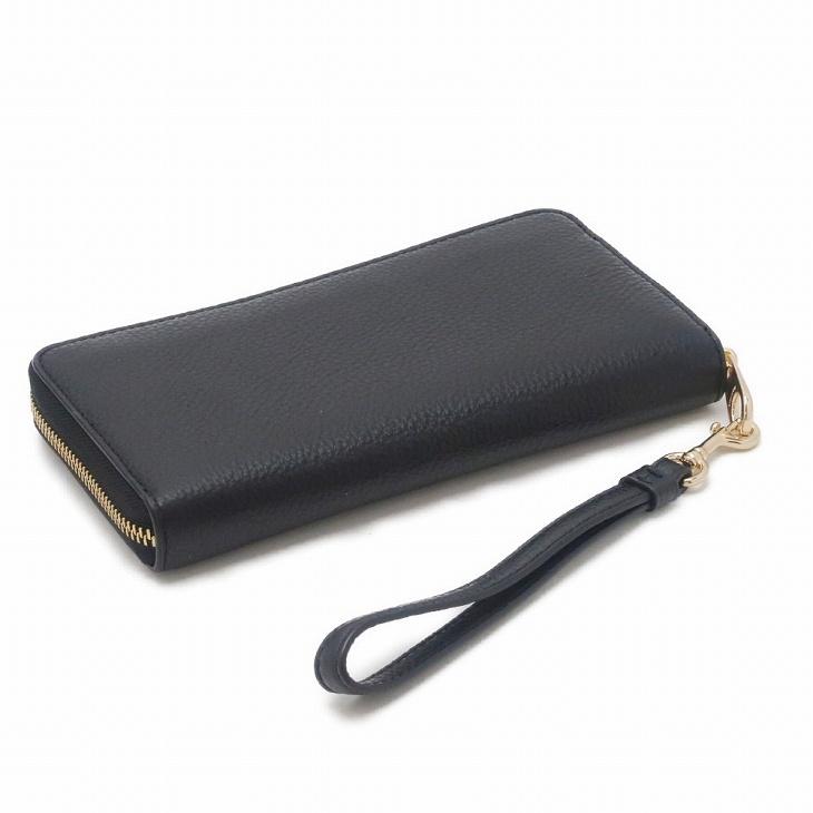 COACH コーチストラップ付き長財布ブラック黒色