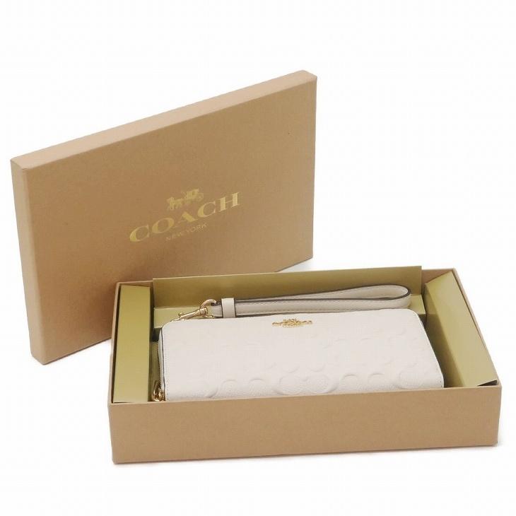 ❤新品・箱・袋付❤ COACH 長財布 レディース クリーム色 COACH コーチ 財布 レディース 長財布 ロゴ ストラップ レザー