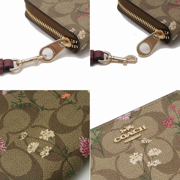 コーチ COACH 財布 レディース 長財布 花柄 ストラップ ラウンドファスナー シグネチャー ピンク レザー C8736IME7V｜zeitakuya｜06