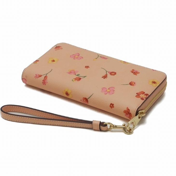 新品　COACH コーチ　ストラップ付き　長財布　ネイビー　ピンク　　花柄 並行輸入品】コーチ COACH 財布 レディース 長財布 花柄