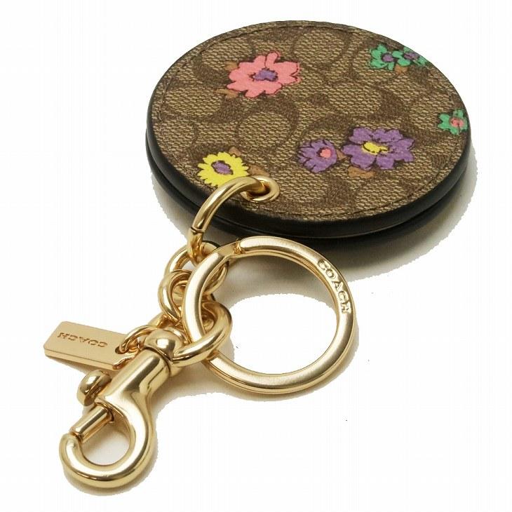 コーチ COACH キーホルダー レディース キーリング 手鏡 鏡 ミラー バッグチャーム レザー 花柄 CA046IMROJ 【ネコポス】 ブランド 人気 COACH（コーチ） 【並行輸入品】コーチ キーホルダー レディース