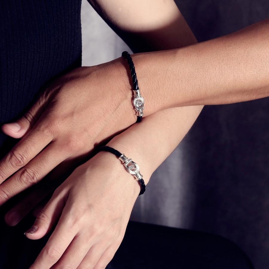 特注モデル ダンシングストーン ブレスレット メンズ 大粒 0.5ct PT900 SV925 シルバー製 イントレチャート 本革 レザーブレス 男性用 牛革 無双加工 無双レザ | Crossfor NewYork | 09