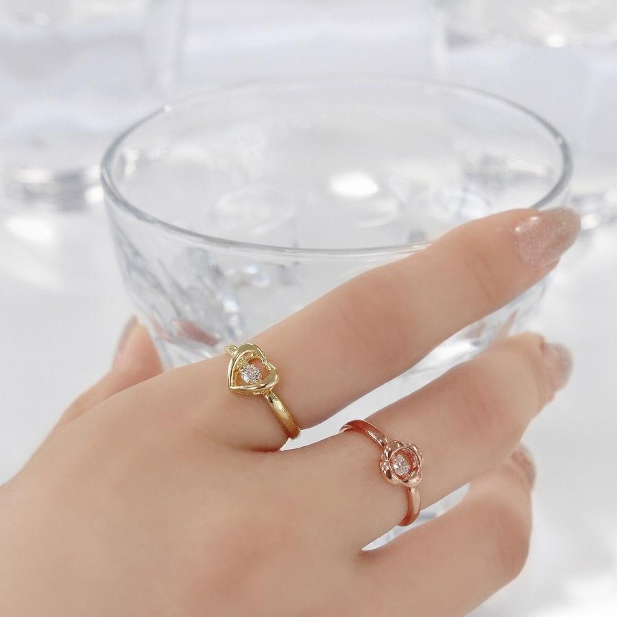 指輪 レディース リング ダンシングストーン Pt900 プラチナ K18 18金 シンプル 0.01ct 石 ピンクゴールド ゴールド 花 細め ブランド ギフト 50代 40代 30代 | Crossfor NewYork | 10