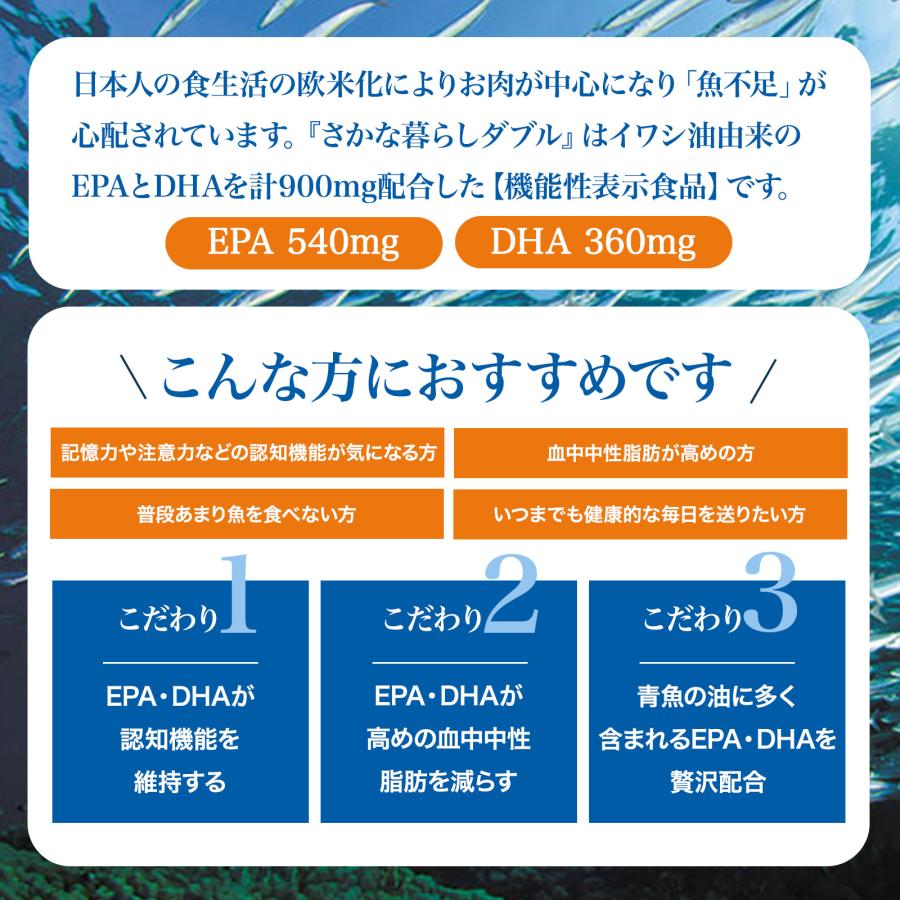 マイケア さかな暮らし ダブル 120粒 30日分 2袋 EPA&DHA サプリメント