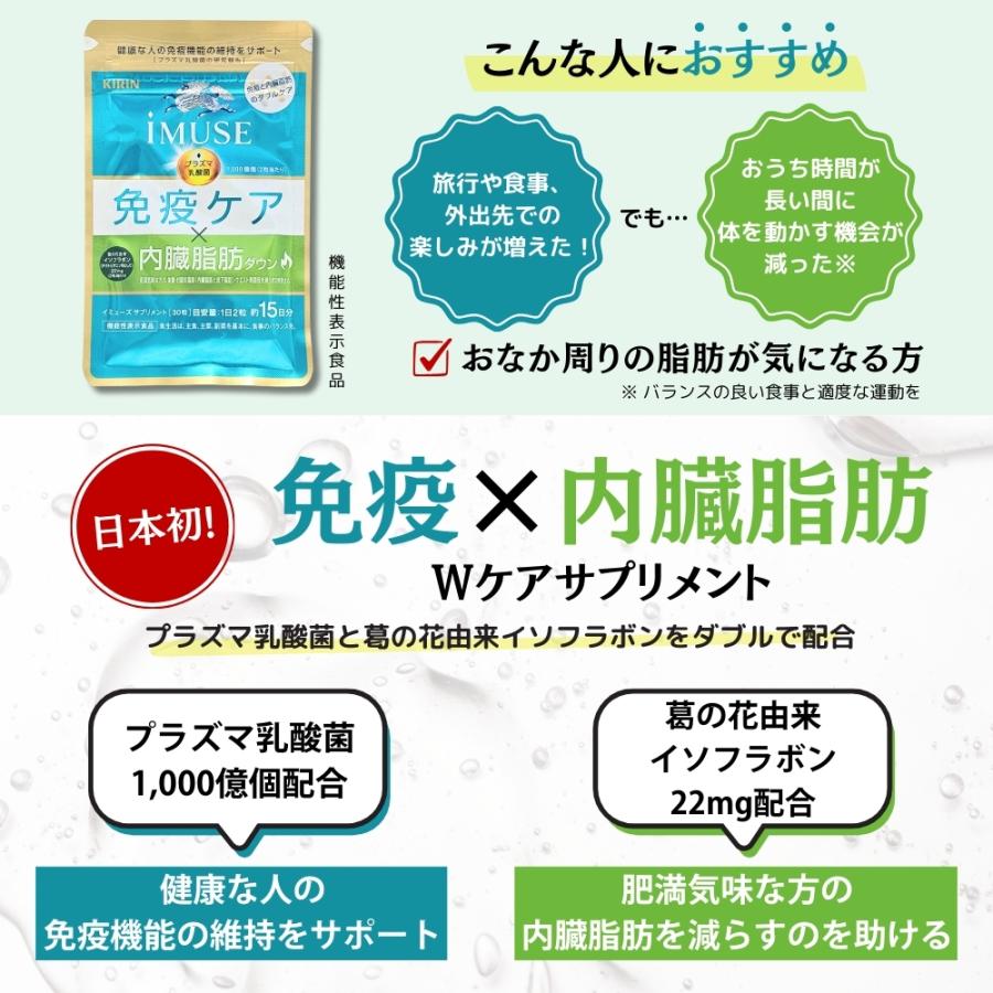 イミューズ iMUSE 免疫ケア 内臓脂肪ダウン 30粒 約15日分 プラズマ