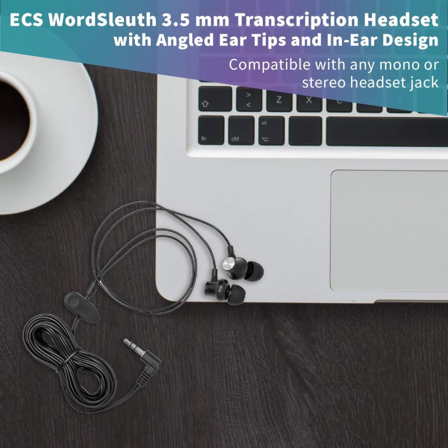 売り出し値下 ECS WordSleuth 3.5mm 文字入りヘッドセット 角度付きシリコンイヤーチップ インイヤーデザイン