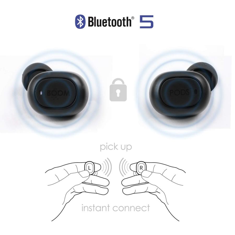 即購入 BoomPods Boombuds Go True Wireless - 最高のスポーツイヤホン Bluetooth ポータブル磁気充電ケース 防水/防汗IPX4 インスタント接続 TWS