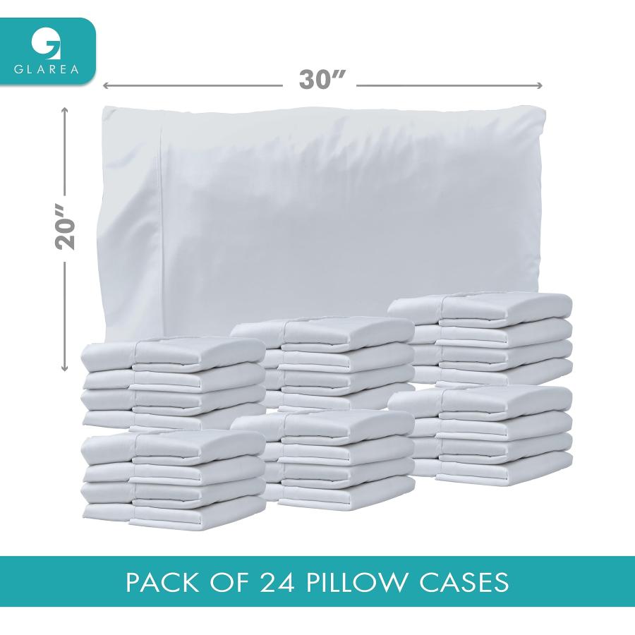 売り出し割引 Glararaホワイトピローケース クイーンサイズ - 24枚パック 封筒クロージャー付き - 柔らかいマイクロファイバー素材で快適な睡眠、昇華、空気 BnB Essentials