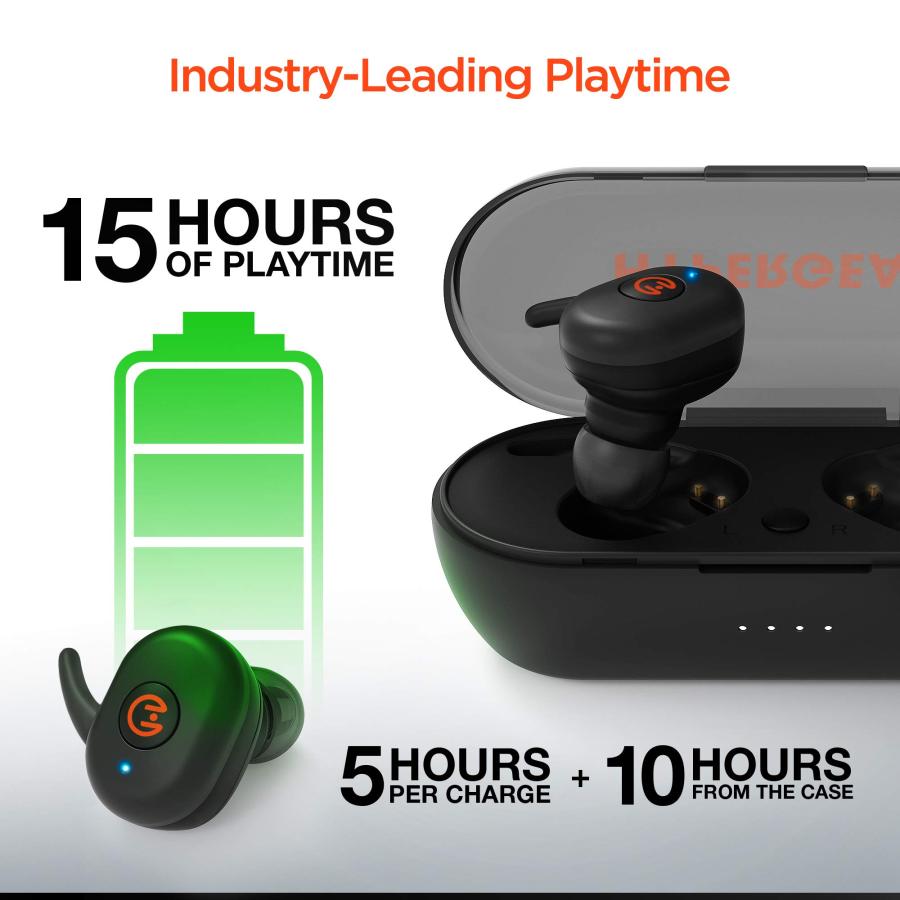 クリアランス超特価 HyperGear Active True Wireless Bluetooth Earbuds + Portable Pocket-Sized Charging Case Quick Pairing Noise Cancelling Mic.， Built-in Touch Control，