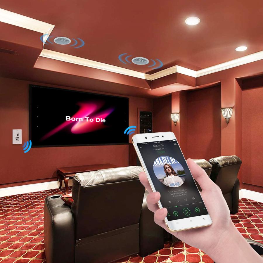 クリスマスツリー特価！ Herdio Home Audio Package Wall Mount Bluetooth Amplifier Receiver System with 300W in Ceiling Wall Passive Speakers Perfect for Home Theater Office Ba