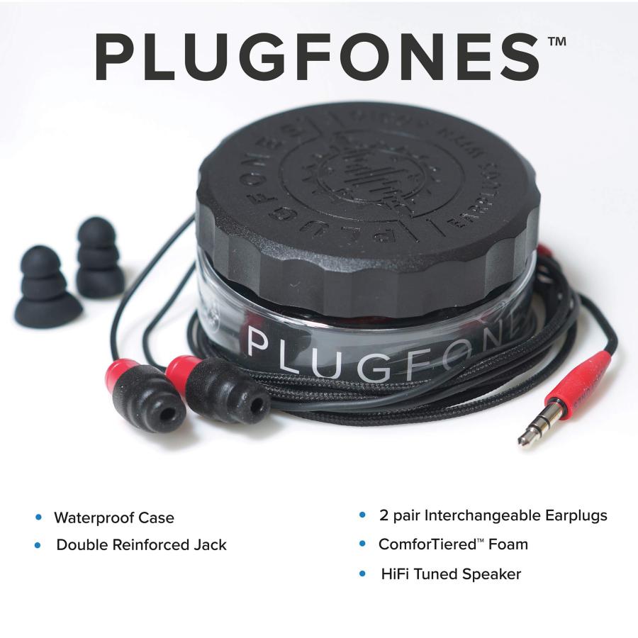 買いクーポン Plugfones プロテクター VL オーディオイヤホン OSHA準拠イヤープラグ サウンド付き ブラック＆レッド