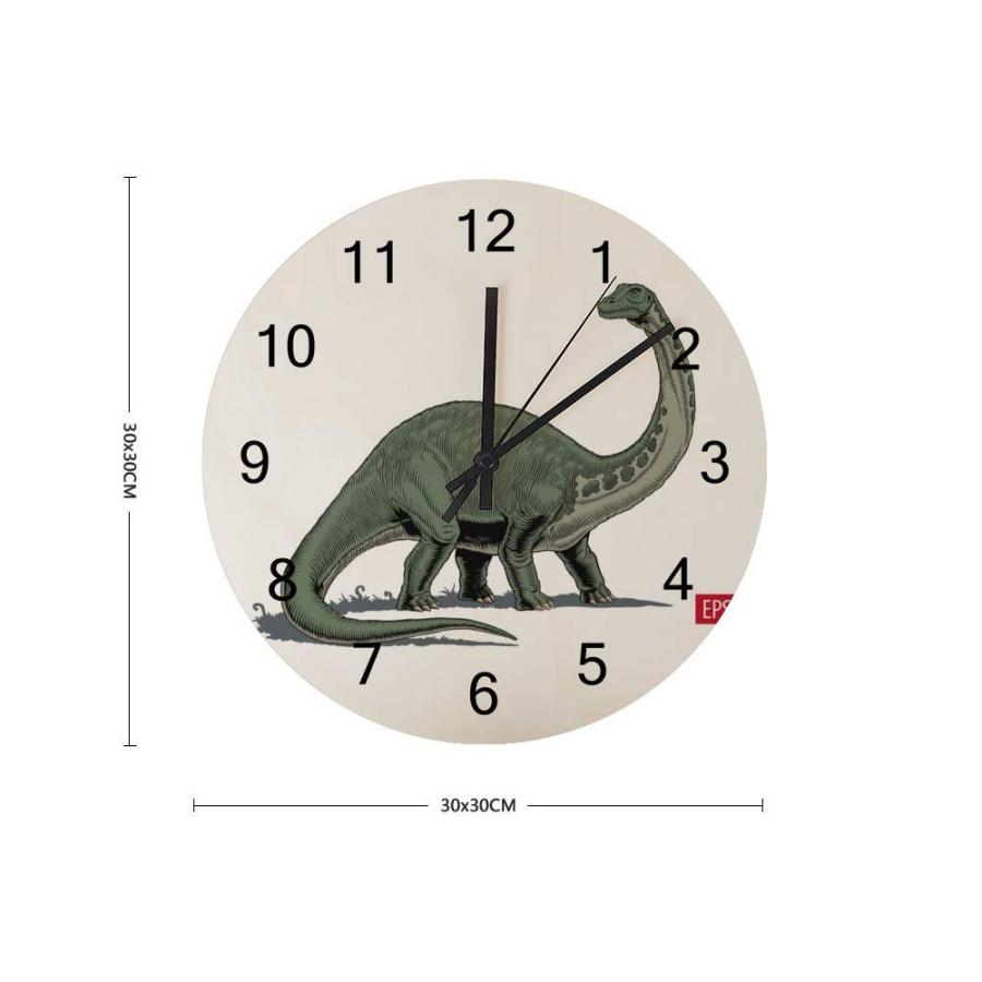 本物の  Kuizee Wooden Wall Clock Silent Non Ticking ?Brontosaurus Diplodocus Brachiosaurus Dinosaur Comic Style Battery Operated Frameless Decoration Home Off