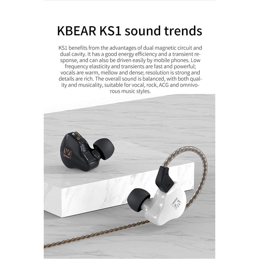 2022人気No.1の KBEAR KS1 1DD HiFi インイヤーモニターイヤホン ノイズキャンセリングイヤホン ヘッドホン KINBOOFI ダイナミックヘッドセット 取り外し可能な2ピンケーブル付