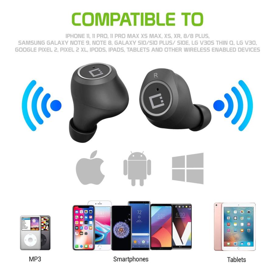 WEB限定カラー Wireless V5 Bluetooth Earbuds Compatible with Google Pixel 2 with Charging case for in Ear Headphones. (V5.0 Black)