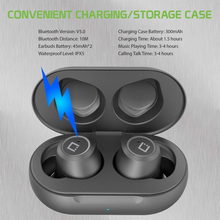 オンラインストア卸値 Wireless V5 Bluetooth Earbuds Compatible with Samsung Galaxy S10 Plus with Charging case for in Ear Headphones. (V5.0 Black)