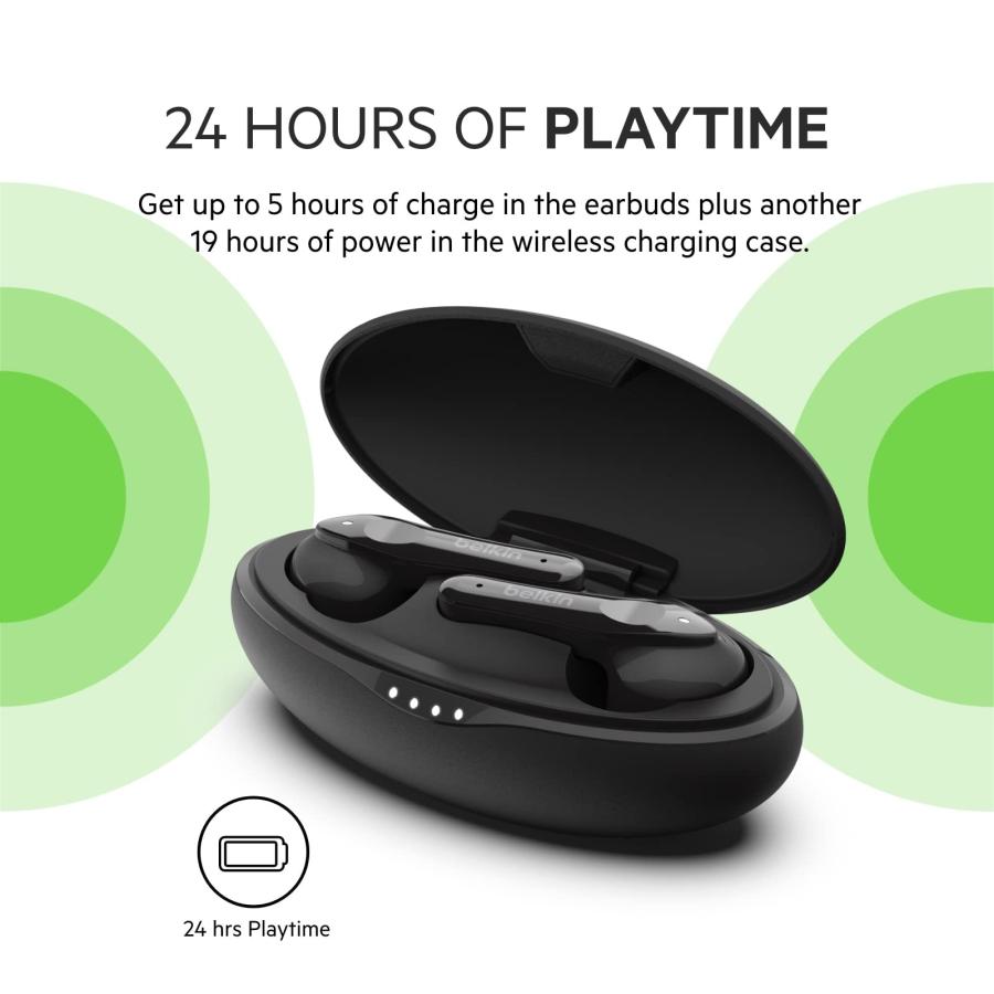 人気再入荷 Belkin SOUNDFORM Move Plus， Bluetooth Headphones with Microphone， Wireless Portable Ear Buds with Wireless Charging Case， Earbuds for iPhone， iPad， Ga