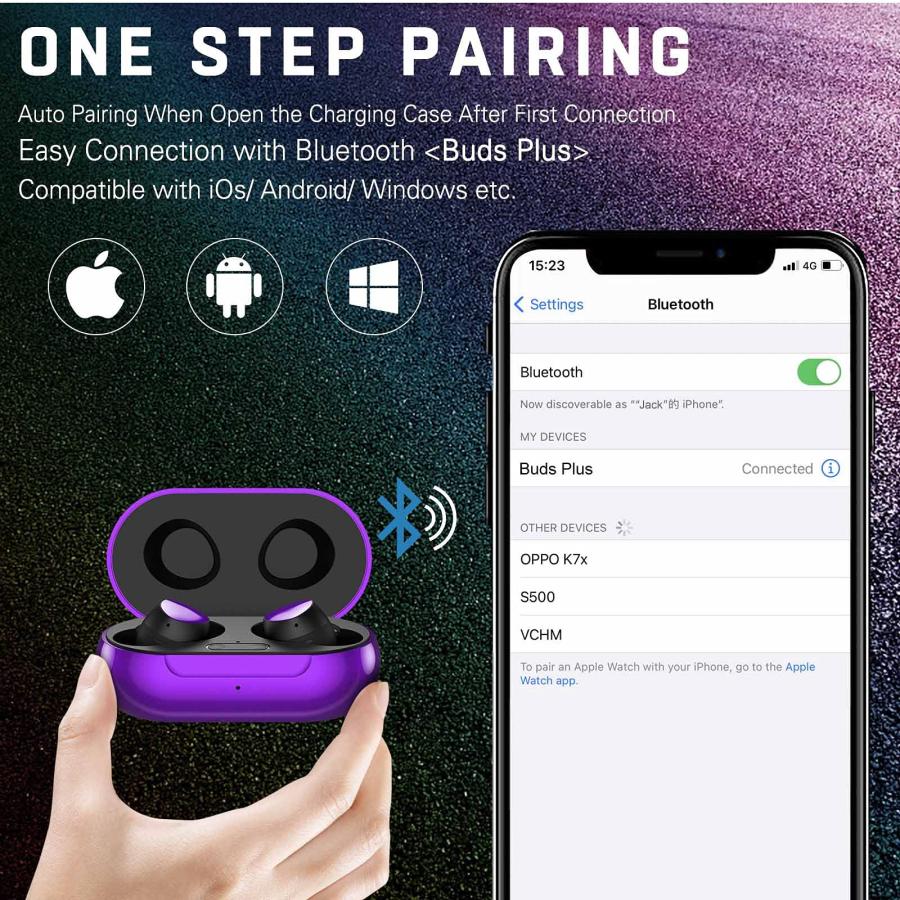 海外輸入商品 Urbanx Street Buds Plus True Bluetooth Earbud Headphones for Samsung Galaxy J7 Prime - Wireless Earbuds w/Noise Isolation - Purple (US Version with 　