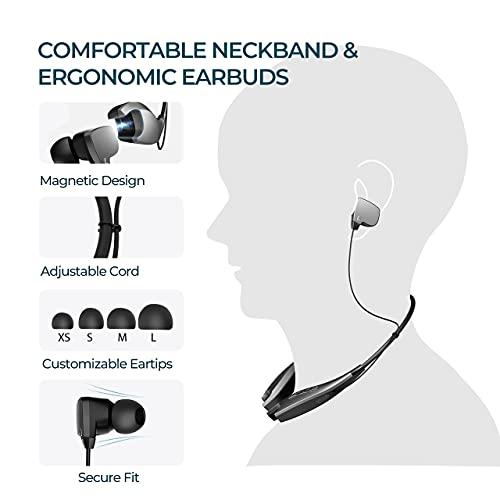 在庫一掃 Redzoo Neckband Headphones， Around The Neck Bluetooth Headphones w/Noise Cancelling Microphone， Bluetooth Headset w/ 22hrs Playtime， Neck Earphones St