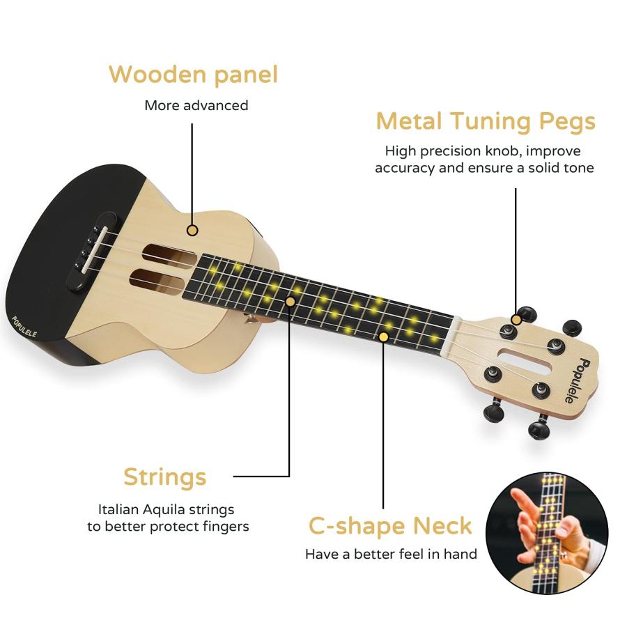 【限定特価】 PopuMusic Populele U1 Smart Compact and Portable Ukulele Cookies Edition for Beginners， Experts， Kids and Adults